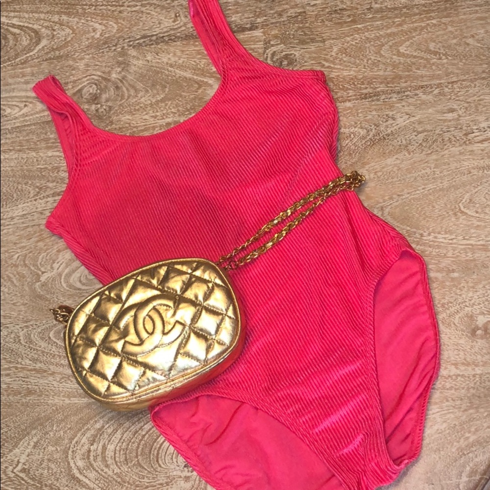 Vintage hot pink swimsuit medium one piece